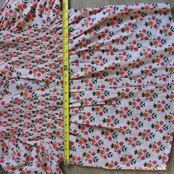 THML Pink Floral Block Print Cotton Smocked Blouse Small - Picture 5 of 8